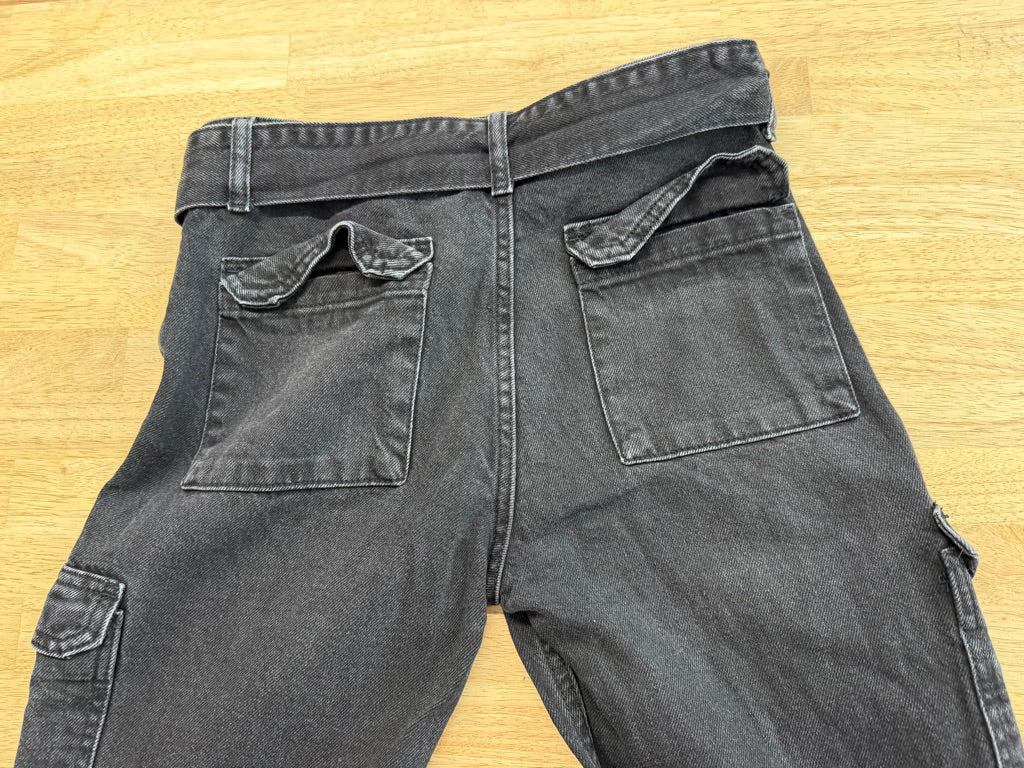 Zara Cargo Jeans – USA 2 / EU 34 (12–14Y) | Black Slim Straight Leg