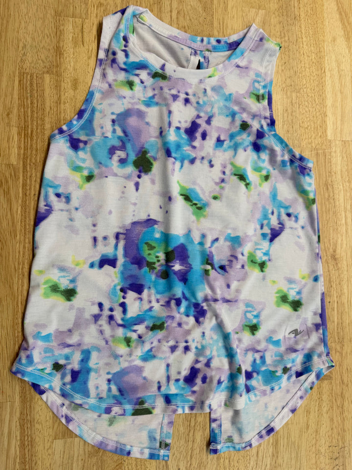 Athletic Works Dri-More Tank Top – L (10/12) | Purple & Blue Allover Print