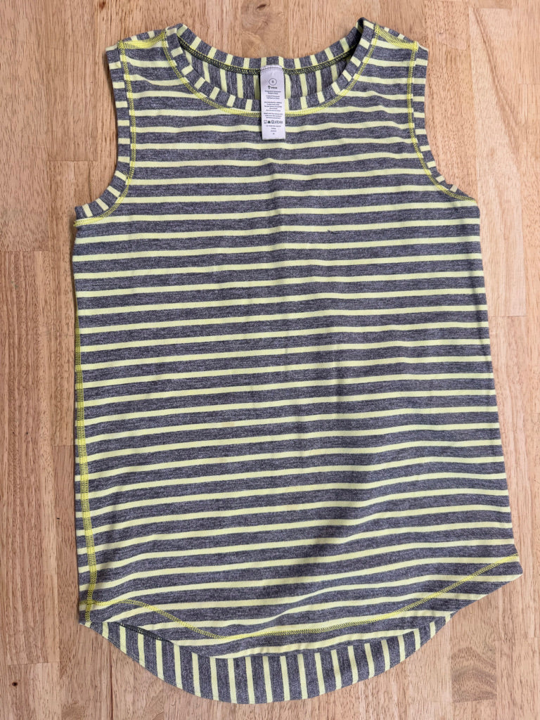 Ivivva Tank Top – 8 | Lime Yellow & Grey Stripe