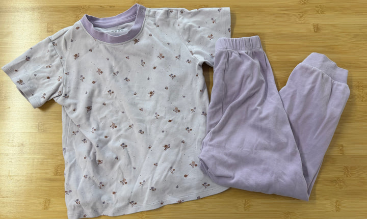 Norsu Organic Cotton Sleep Set – 5/6 | Purple Floral Top & Solid Bottoms