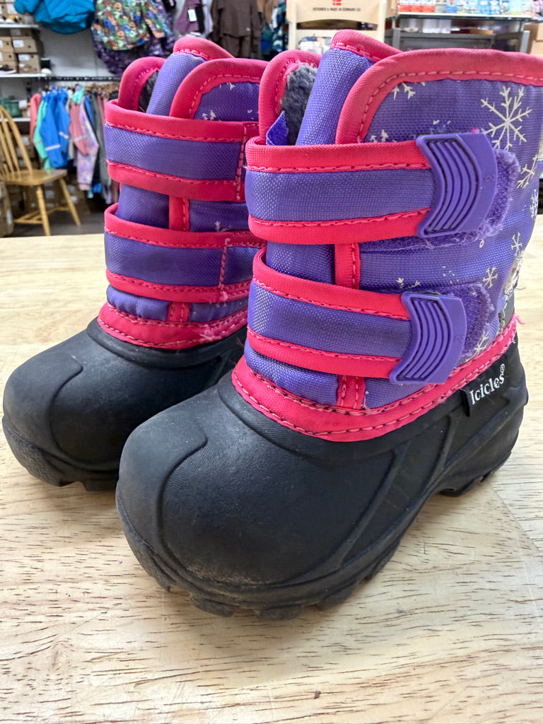 Icicles Snow Boot – 5 | Purple Galosh with Fuchsia Pink