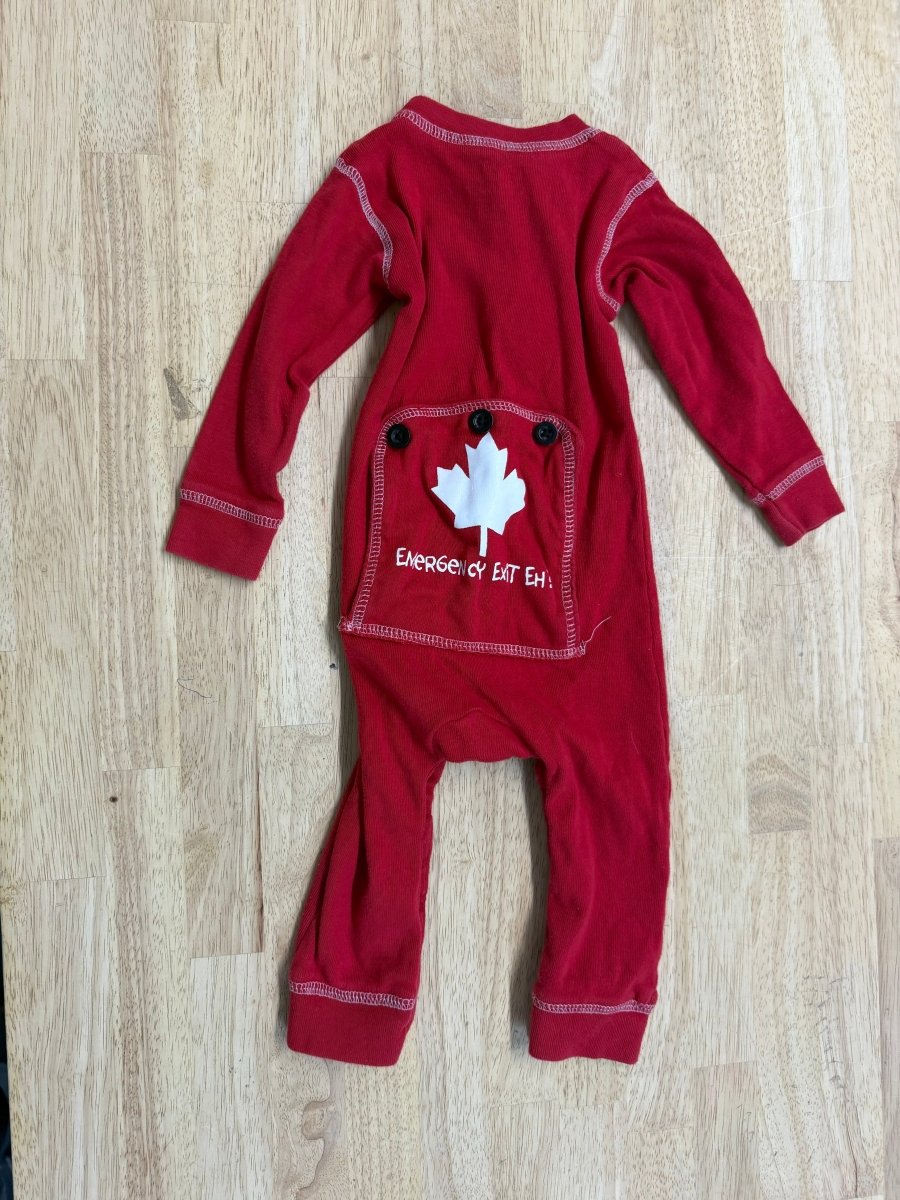 Lazy One Canada Eh Romper Sleeper – 6M | Snap Crotch | Play - Nest and Sprout-Consignment