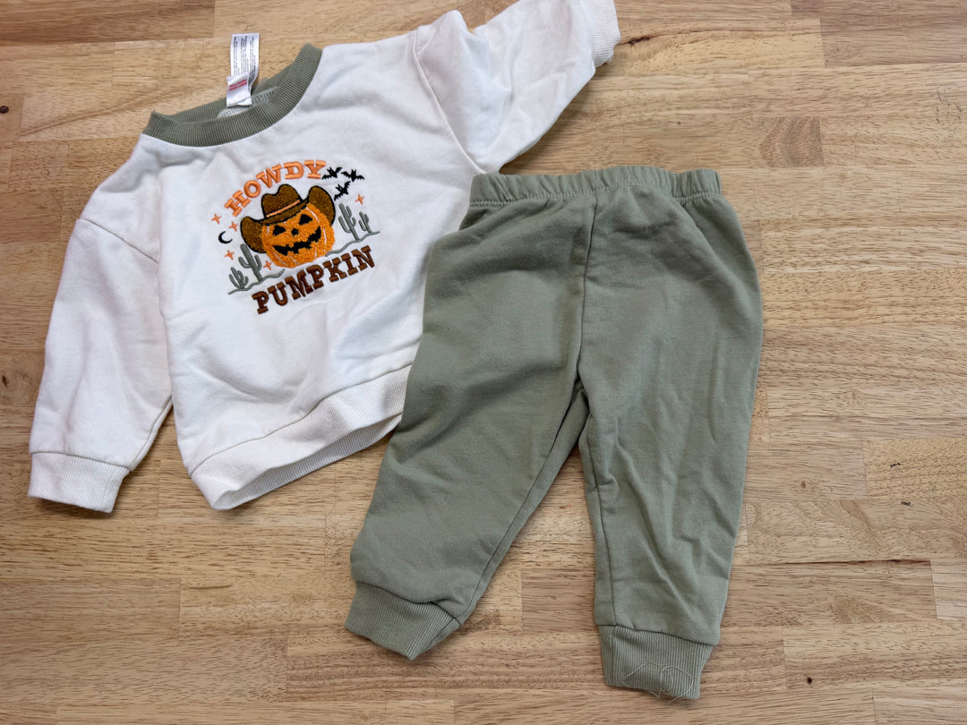 Chickpea Howdy Pumpkin Two-Piece Set – 12M | Halloween | Holiday