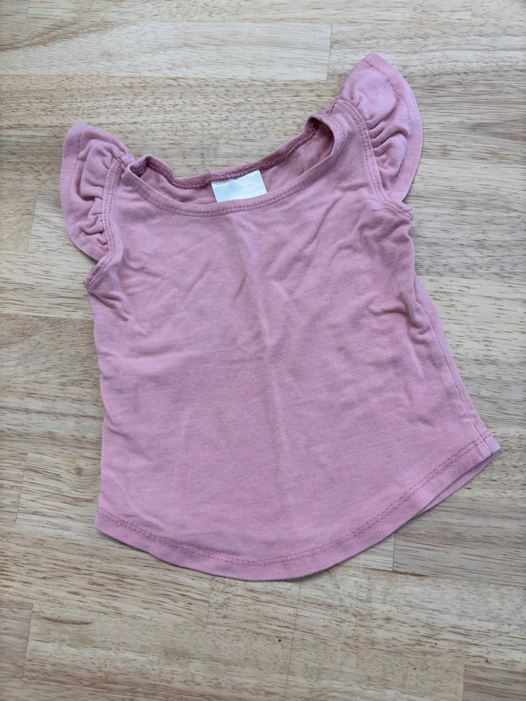 Nest & Nurture Tee 6–12M - Light Pink Ruffle Cap Sleeve