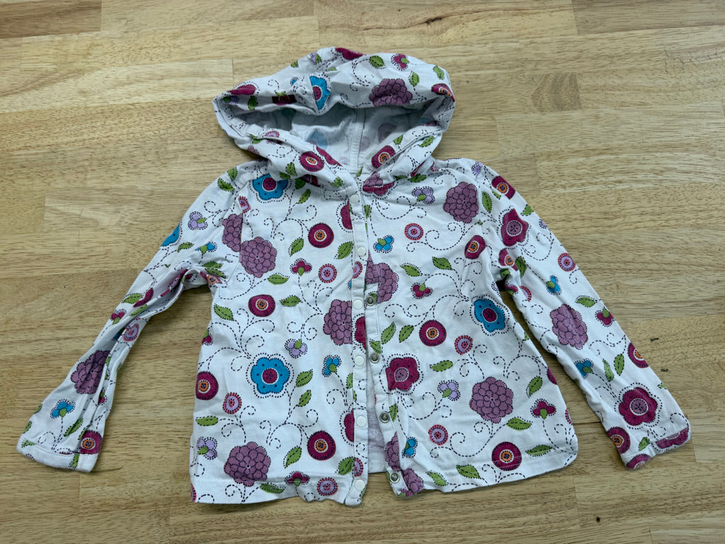 Tea Collection Snap-Up Cardigan – 2 | Floral on White | Fading