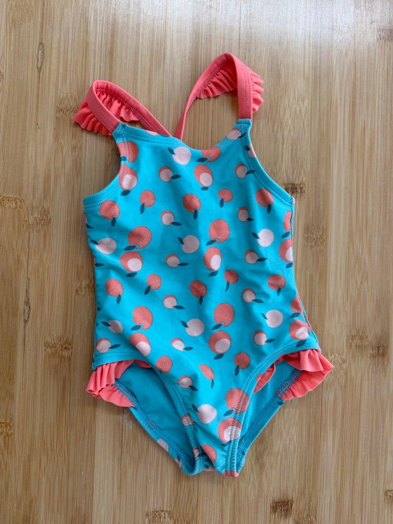 Cat & Jack Orange Print One-Piece Swimsuit – 12M | Blue - Nest and Sprout-Consignment
