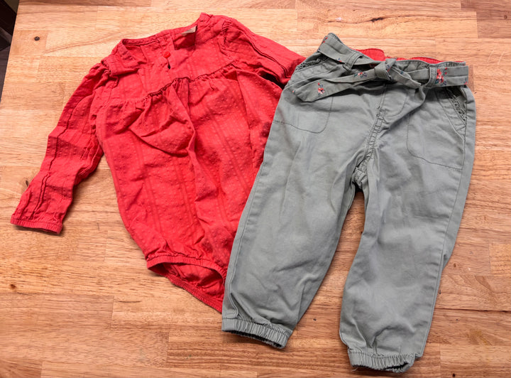 Baby B’gosh Outfit Set – Size 18M (3-Piece, Sage/Orange)