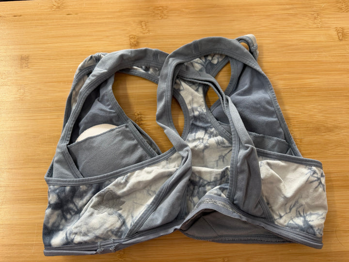 Cake Maternity Nursing Sports Bra – L | Racerback | Steel and White Tie-Dye