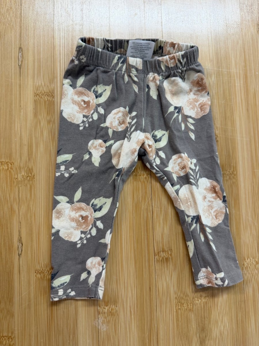 Jax and Lennon Legging – 0-6 Months | Light Brown Floral - Nest and Sprout-Consignment