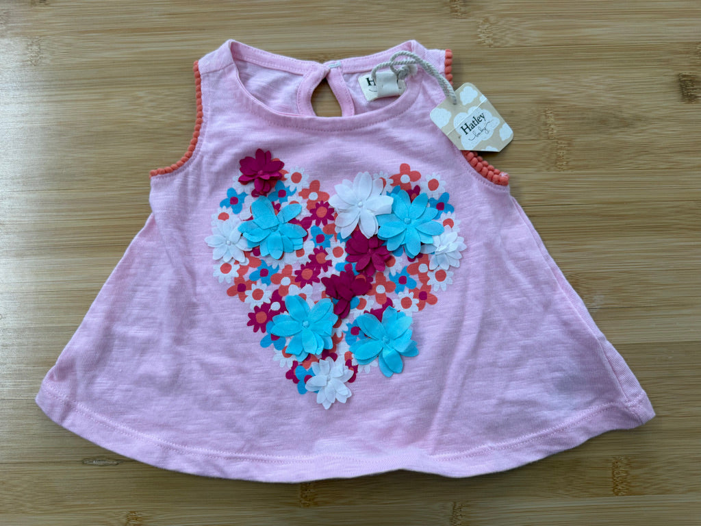 Hatley Floral Heart Tank Top – 6–9M | NWT
