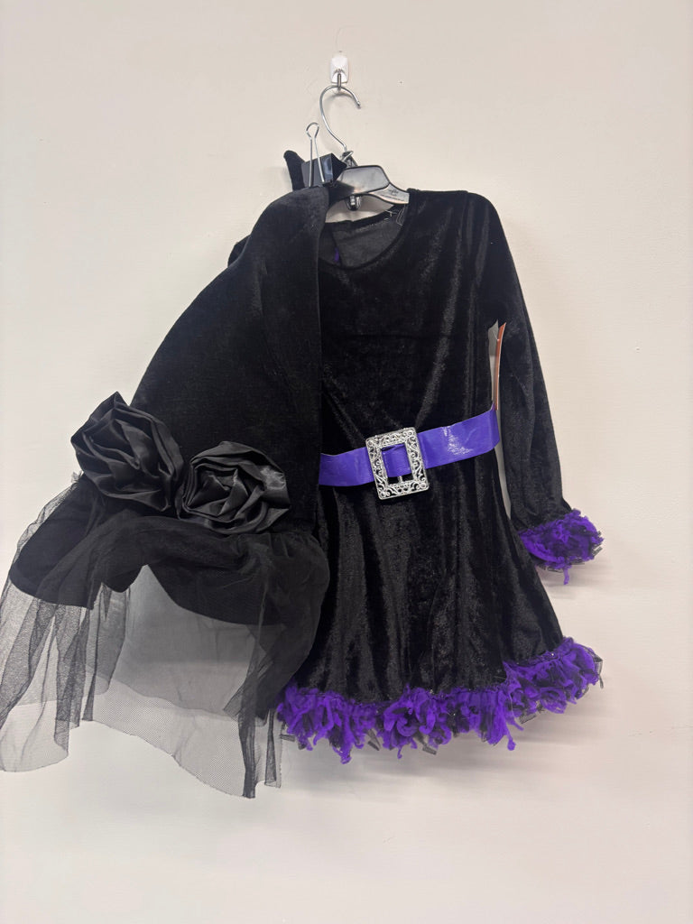 Black Velour Witch Costume with Hat – Size 3-4