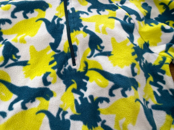 Mountain Warehouse Fleece Quarter-Zip – 5/6Y | Neon Yellow Green Dinosaur Allover | Play