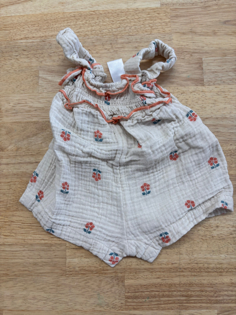 Carter’s Muslin Waffle NB Romper – Peach Floral
