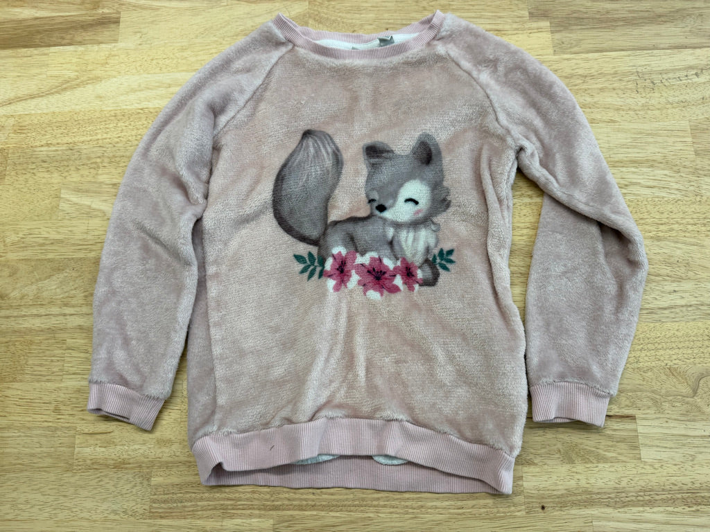 MIDFox Print Fleece Sweater – 5/6 | Light Pink