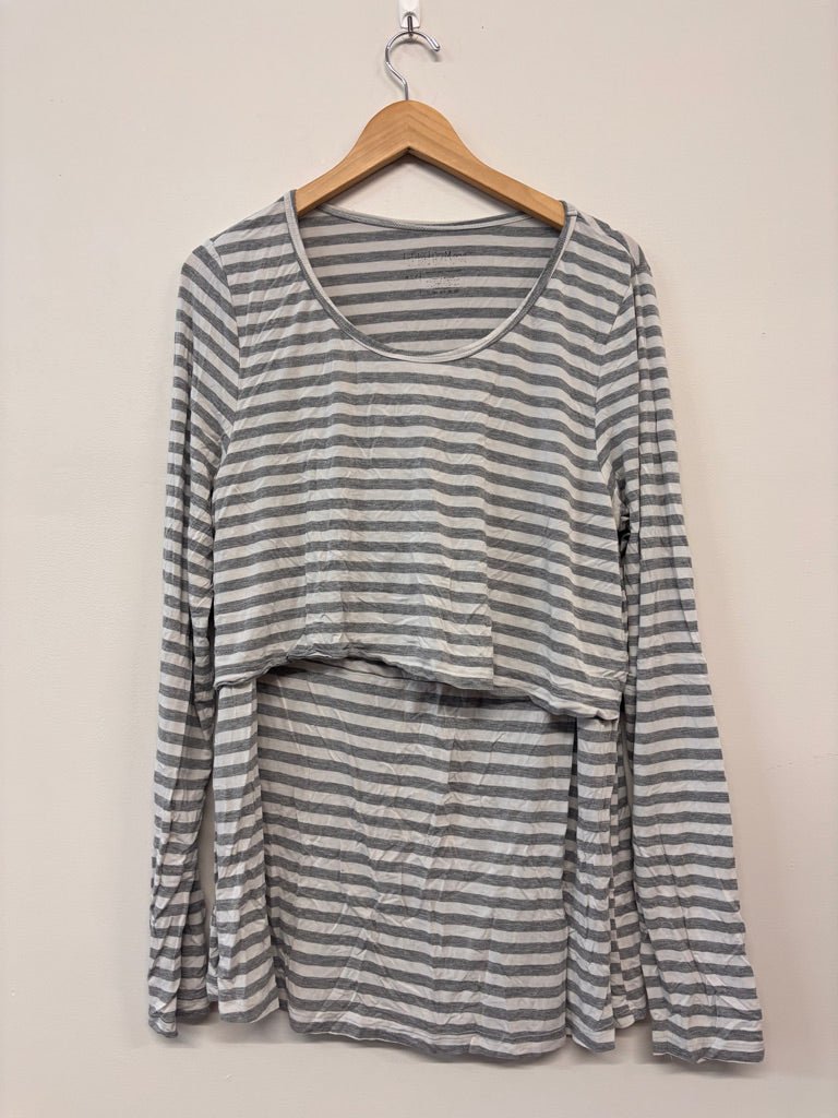 Latched Mama Long Sleeve Top – Size 1X Grey/White Striped - Nest and Sprout - Consignment
