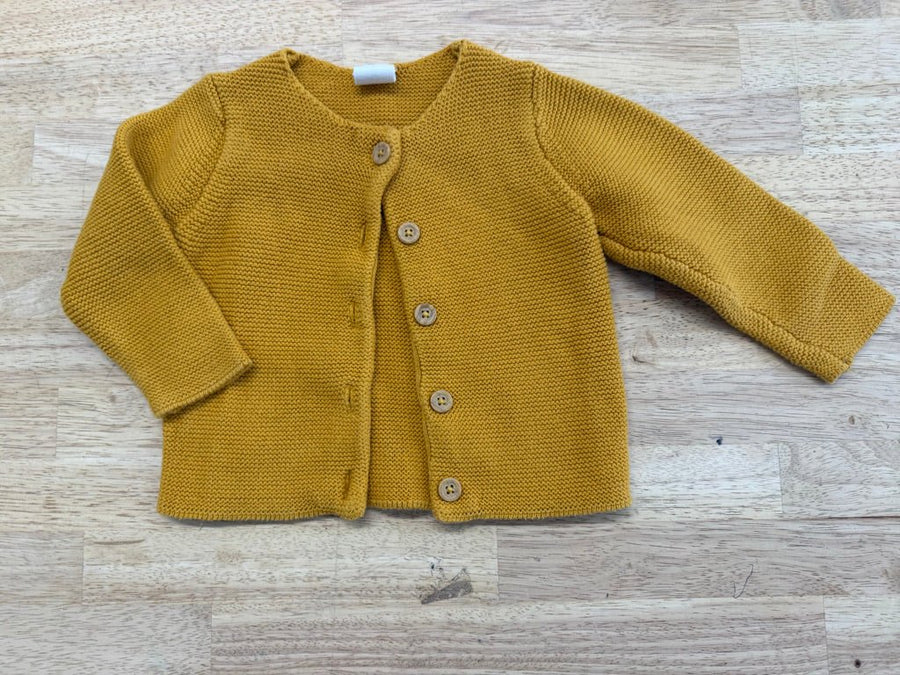H&M Mustard Knit Button-Up Sweater – 6–9M - Nest and Sprout-Consignment