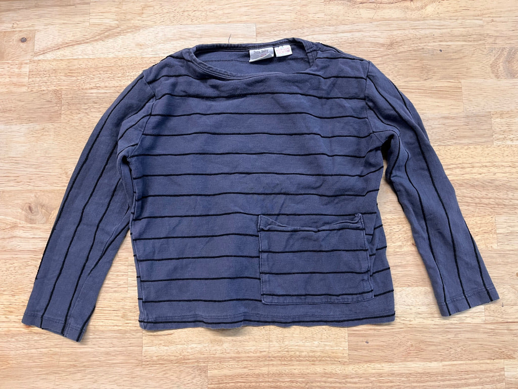 Zara Baby Long Sleeve – 2/3Y Charcoal Stripe