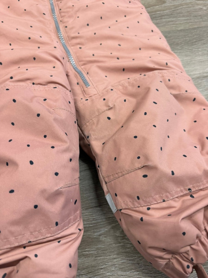 H&M Dusty Pink Polka Dot One-Piece Snowsuit – 12–18M | Double Zipper Faux Fur Hood | Play - Nest and Sprout-Consignment