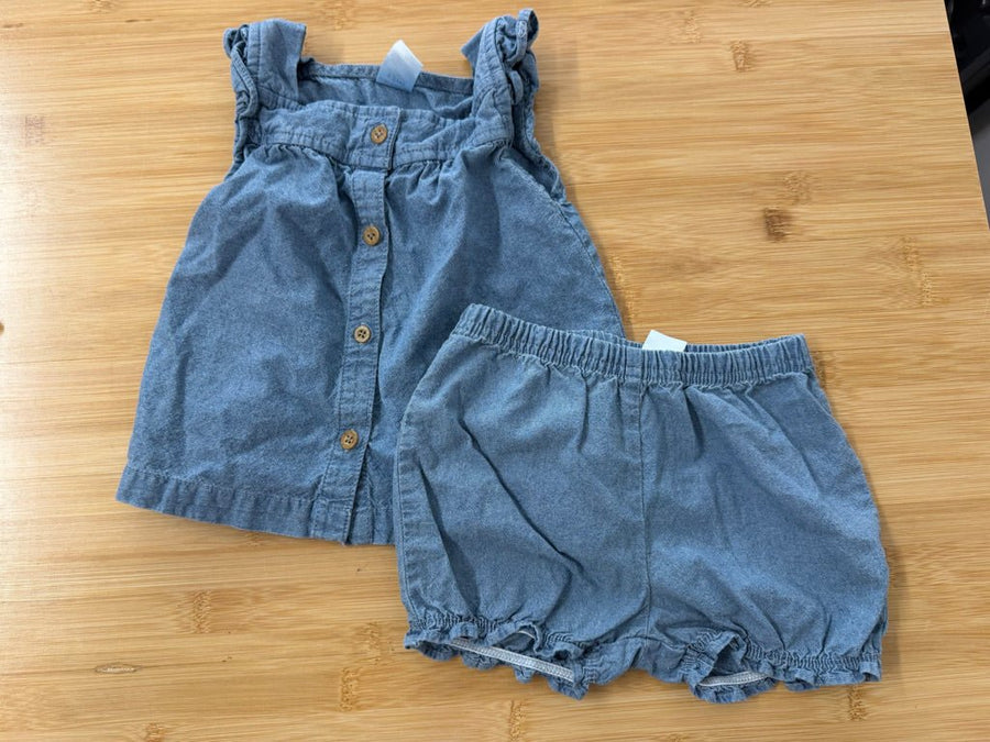 Carter's Denim Set – 12M | Tank Top & Short Bloomers - Nest and Sprout-Consignment