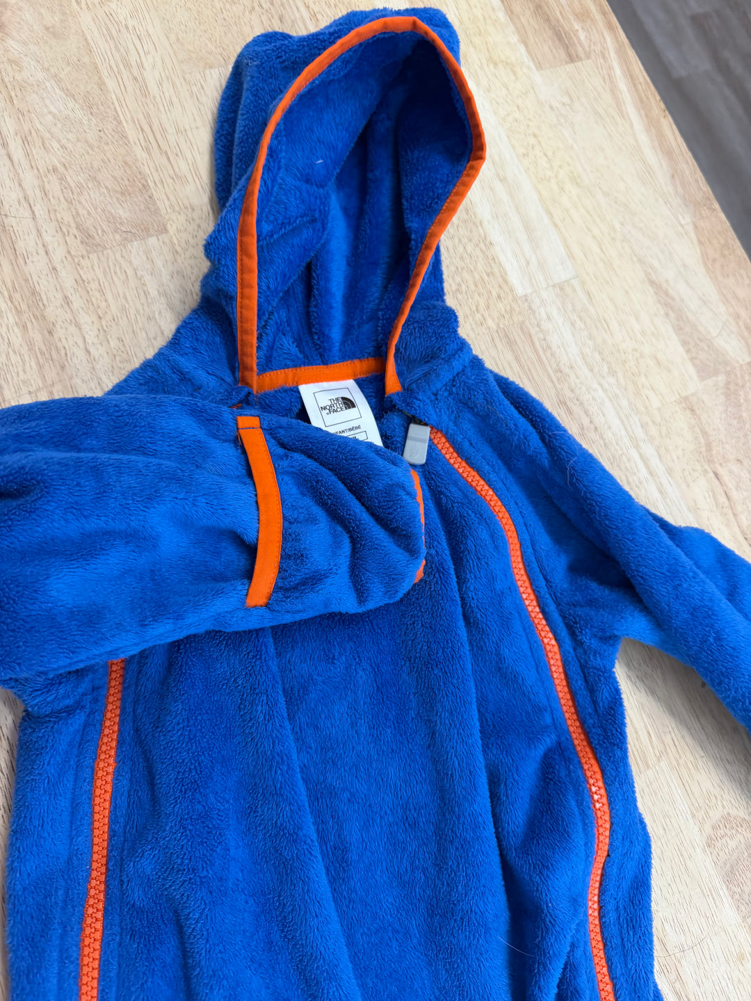 The North Face Fleece Bunting Suit – 12–18M | Blue Orange Zipper Snap Crotch