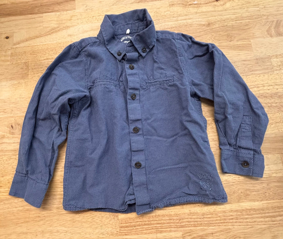 Name It Size 3–4 Button-Up Shirt – Blue Polka Dot