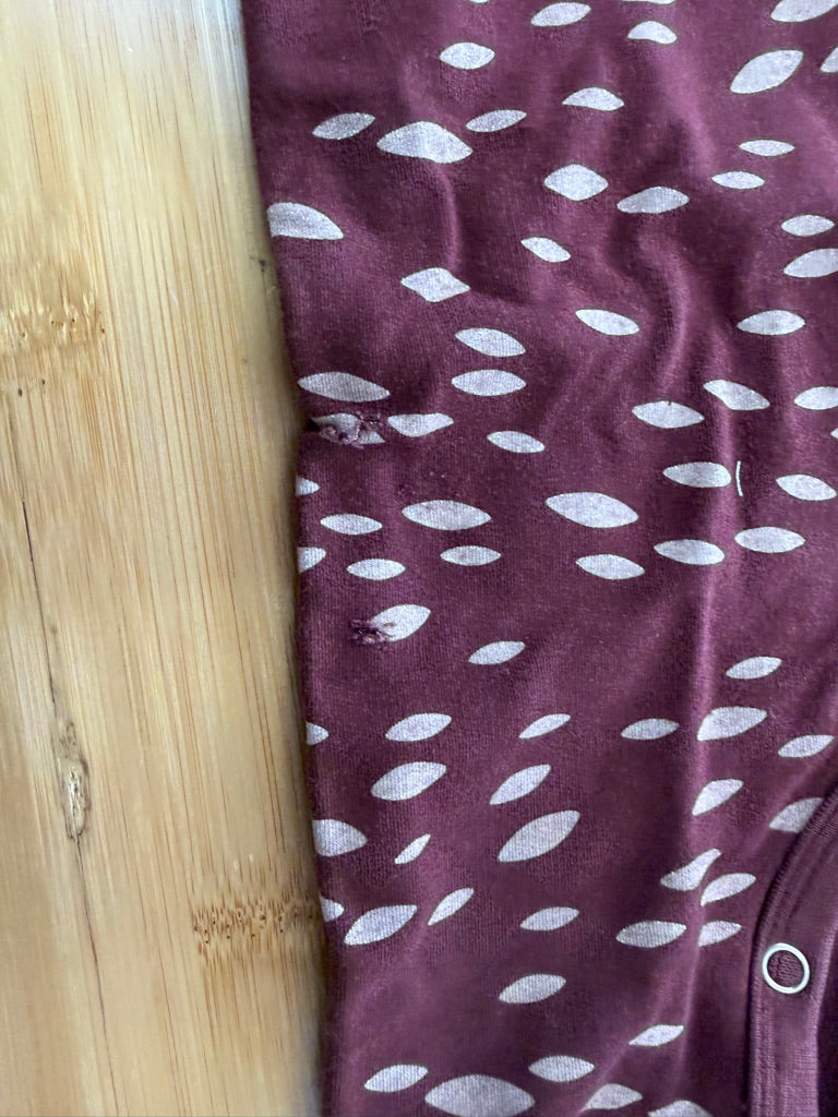 Wooly Doodles Romper – 18–24M | Burgundy Handmade in Canada | Play