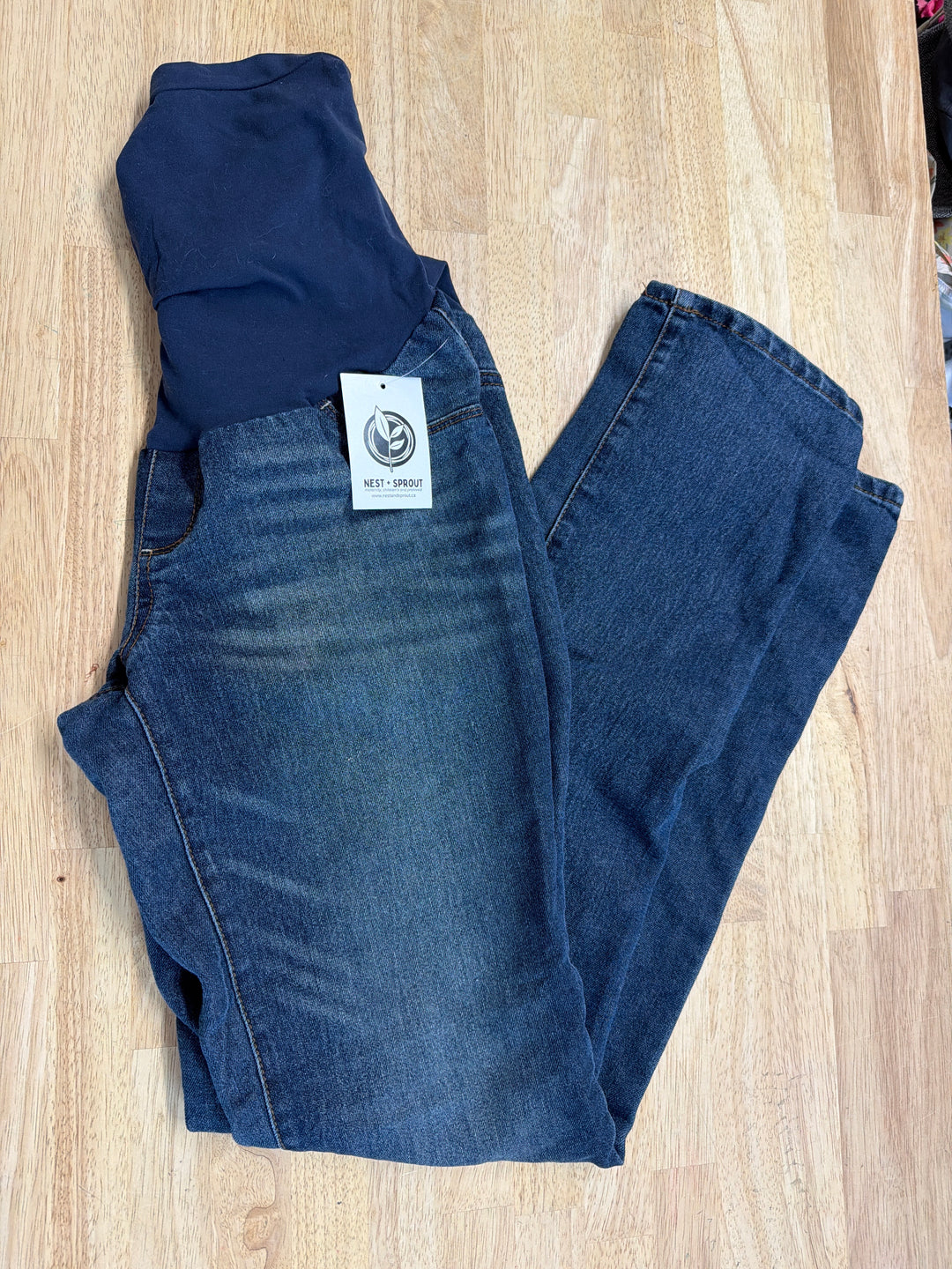 Indigo Blue Maternity Jeans – L | Dark Navy Denim | Straight Leg