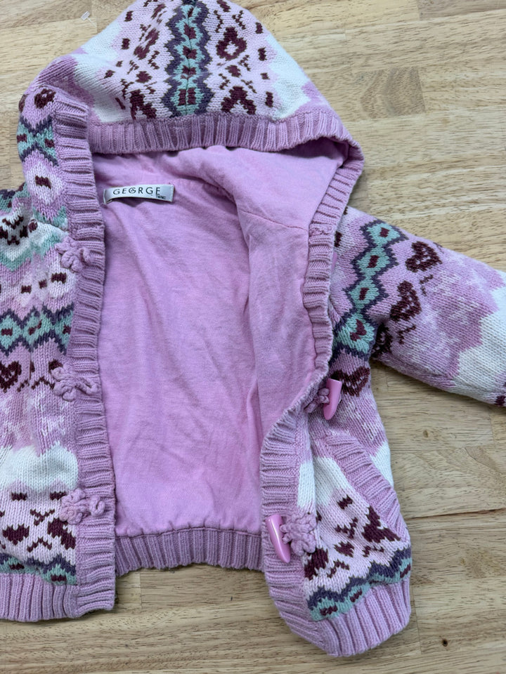 George Christmas Sweater – 24M | Pink Cotton/Acrylic | Holiday