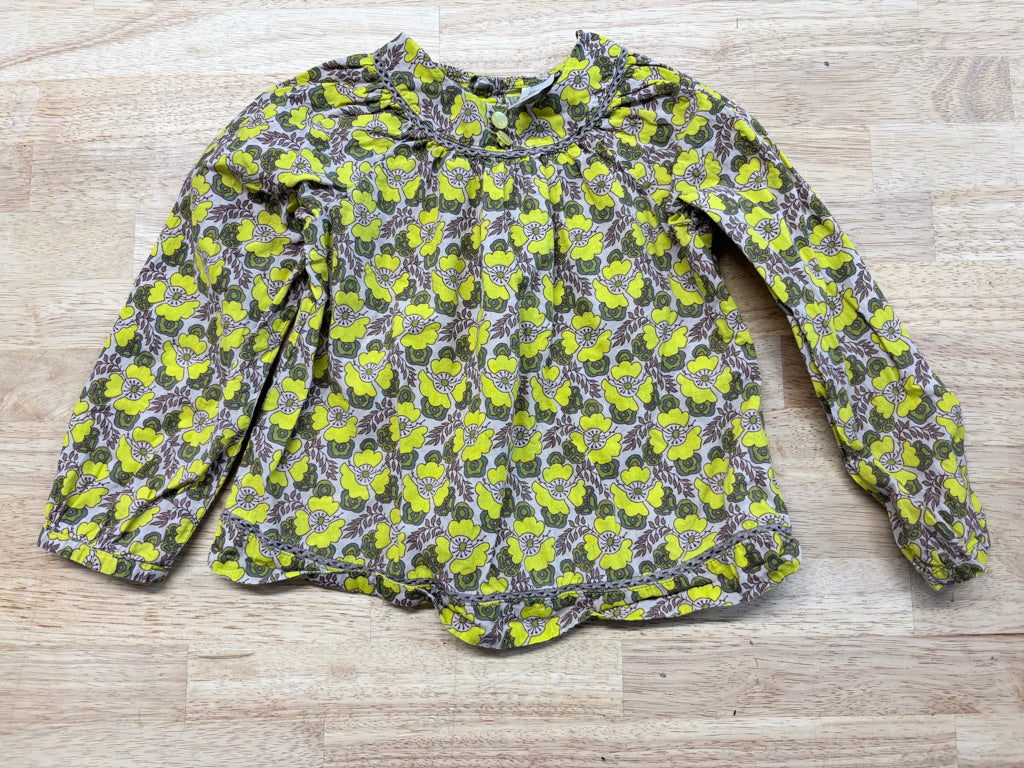 Zara Baby Floral Long Sleeve Top – Lime Green | 12–18M