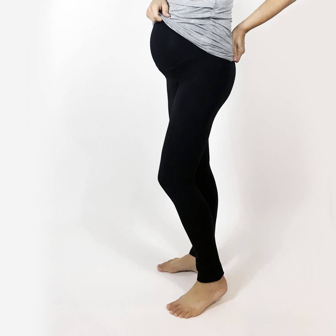 Pregnancy leggings in viscose with buttons - Black - Sz. 42-60 -  Zizzifashion