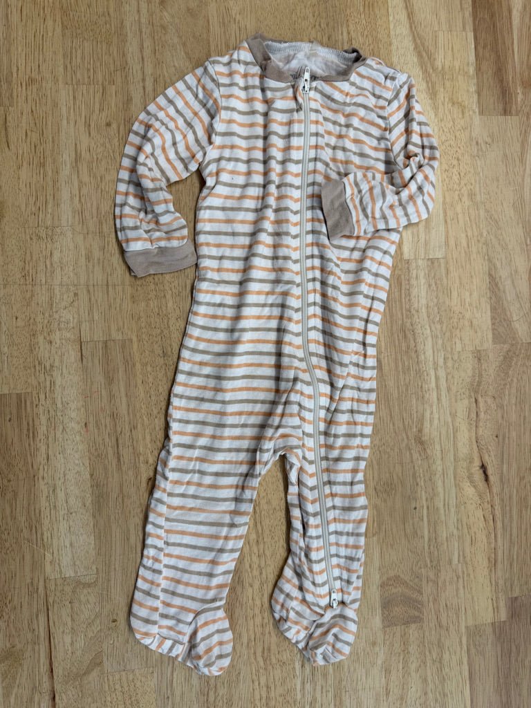 Milkberry Footed Sleeper – 6–9M | Bamboo Stripe - Nest and Sprout - Consignment