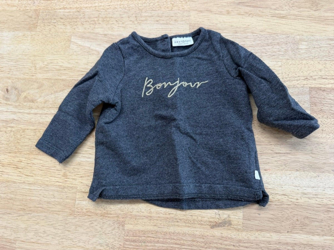 NEXT Baby Bonjour Shirt – 0–3M | Grey