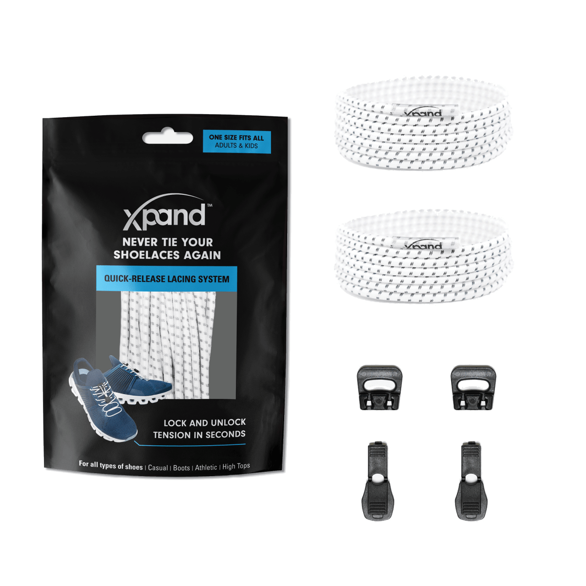 No - Tie Elastic Round Laces | Hi - Vis Reflective | One Size - Nest and Sprout - Xpand Laces