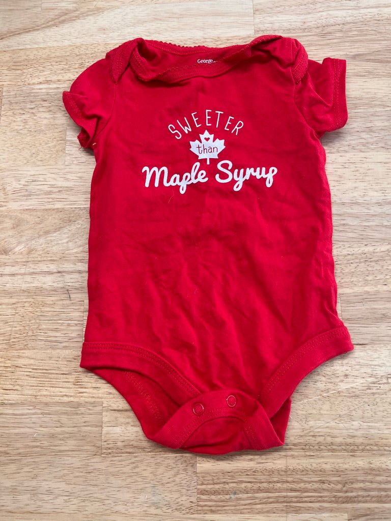 George 3–6M Bodysuit – Sweeter Than Maple Syrup CANADA DAY - Nest and Sprout - Consignment