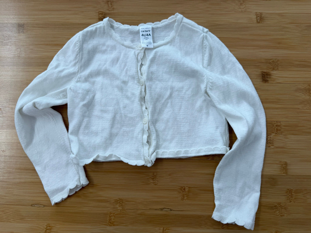 Carter's Cardigan – 4T | Cream Button-Up Scalloped Edge