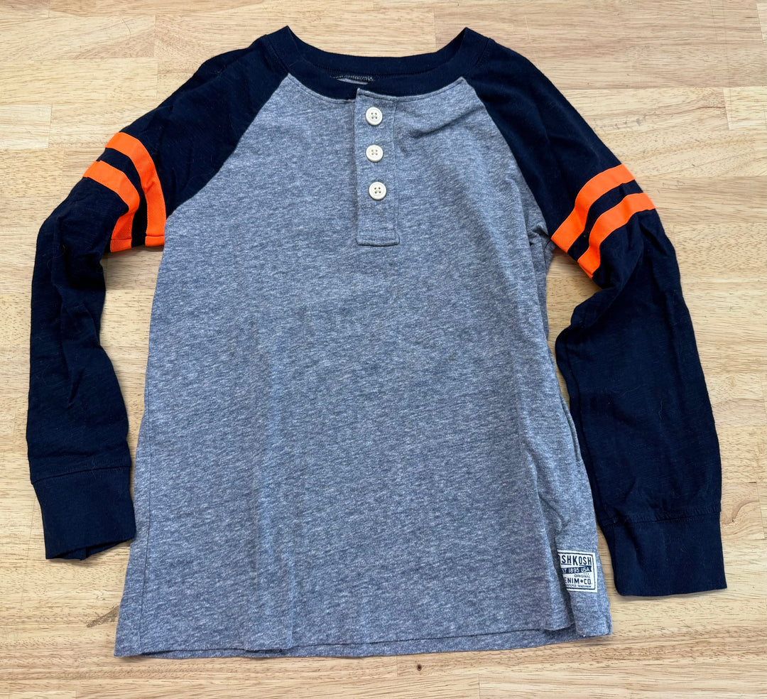 OshKosh Colourblock Long Sleeve Shirt – 7 | Light Blue Navy Sleeves