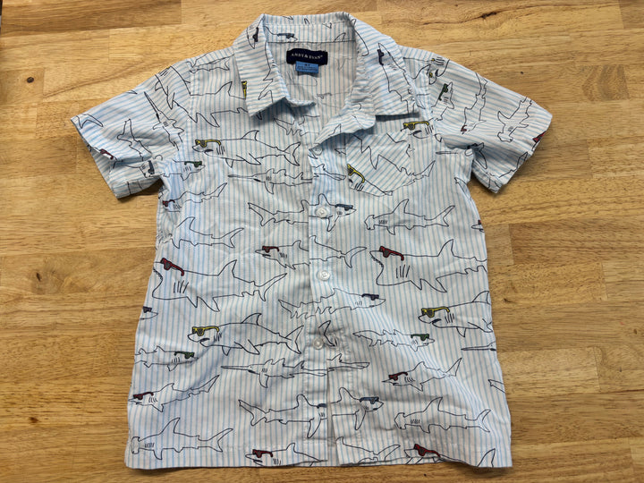 Andy & Evan Shark Print Button Shirt | Size 4T