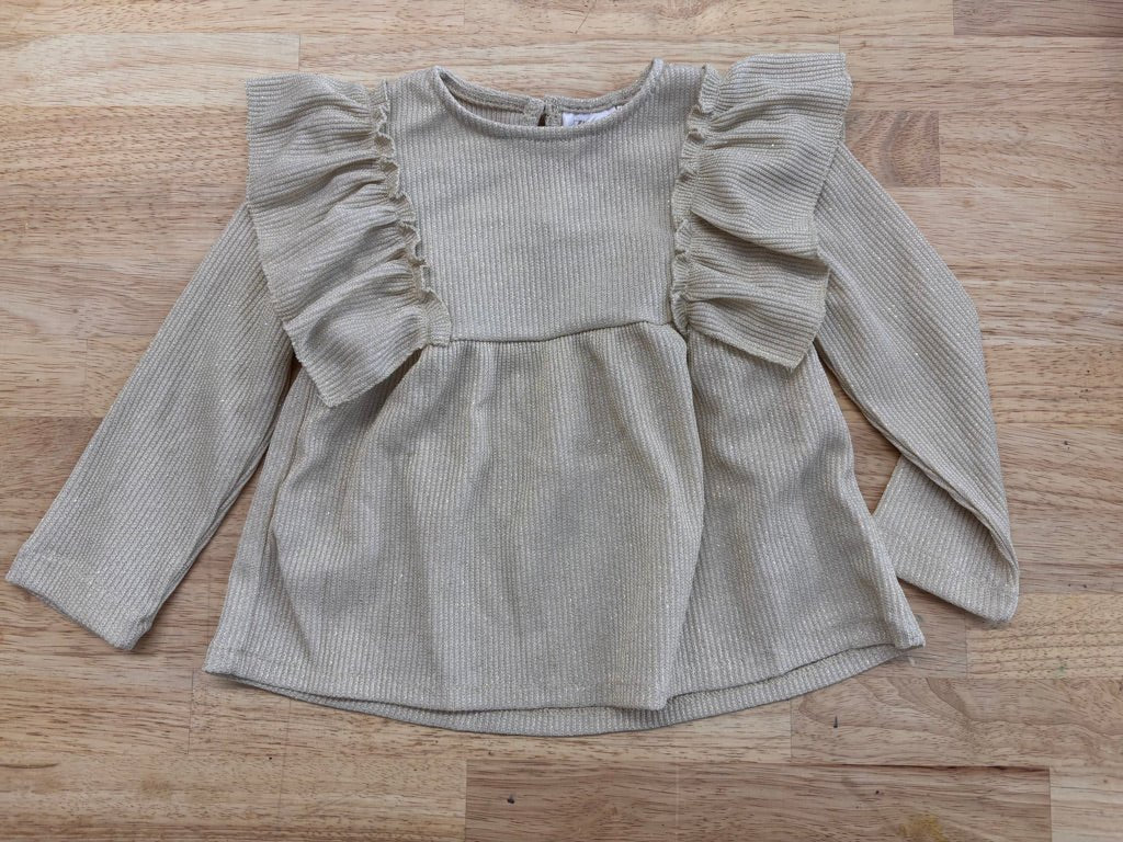 Zara 12-18M Gold Ribbed Top - Nest and Sprout-Consignment