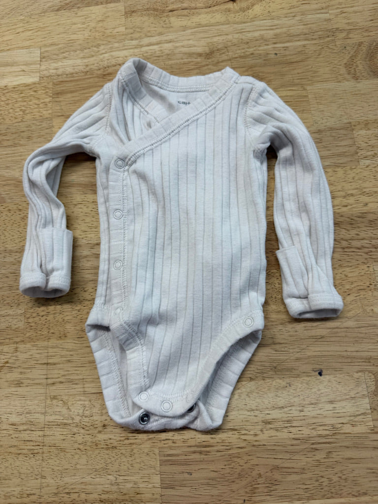 Carter's Kimono Bodysuit – Newborn | White Ribbed Long Sleeve Button-Up