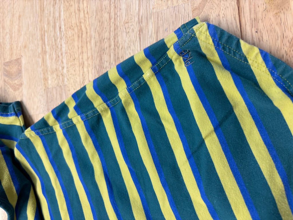 Peekaboo Beans T-Shirt – Size 7 Blue-Green Stripes