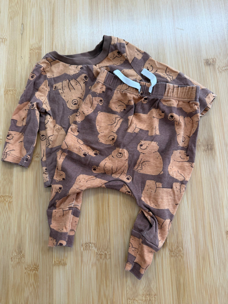 Joe Fresh PJ Set – 0–3M | Brown Bear Print