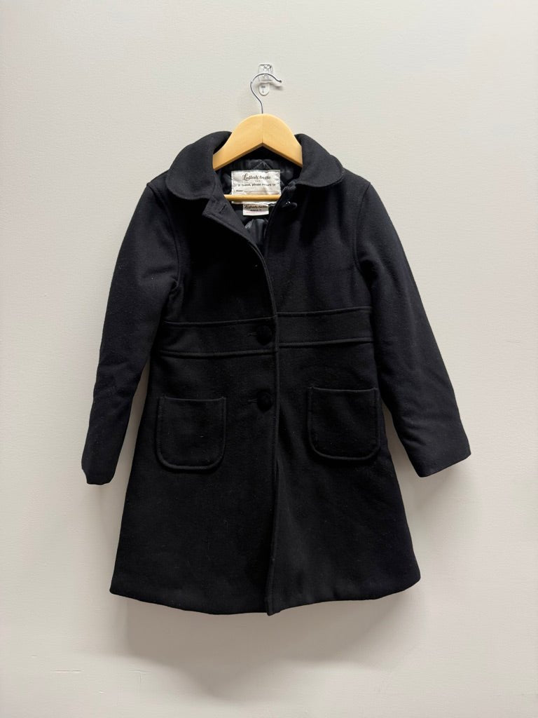 Lullah Bette Dress Coat – M (6–7Y) | Black Single-Breasted Collar, Imperfect - Nest and Sprout-Consignment