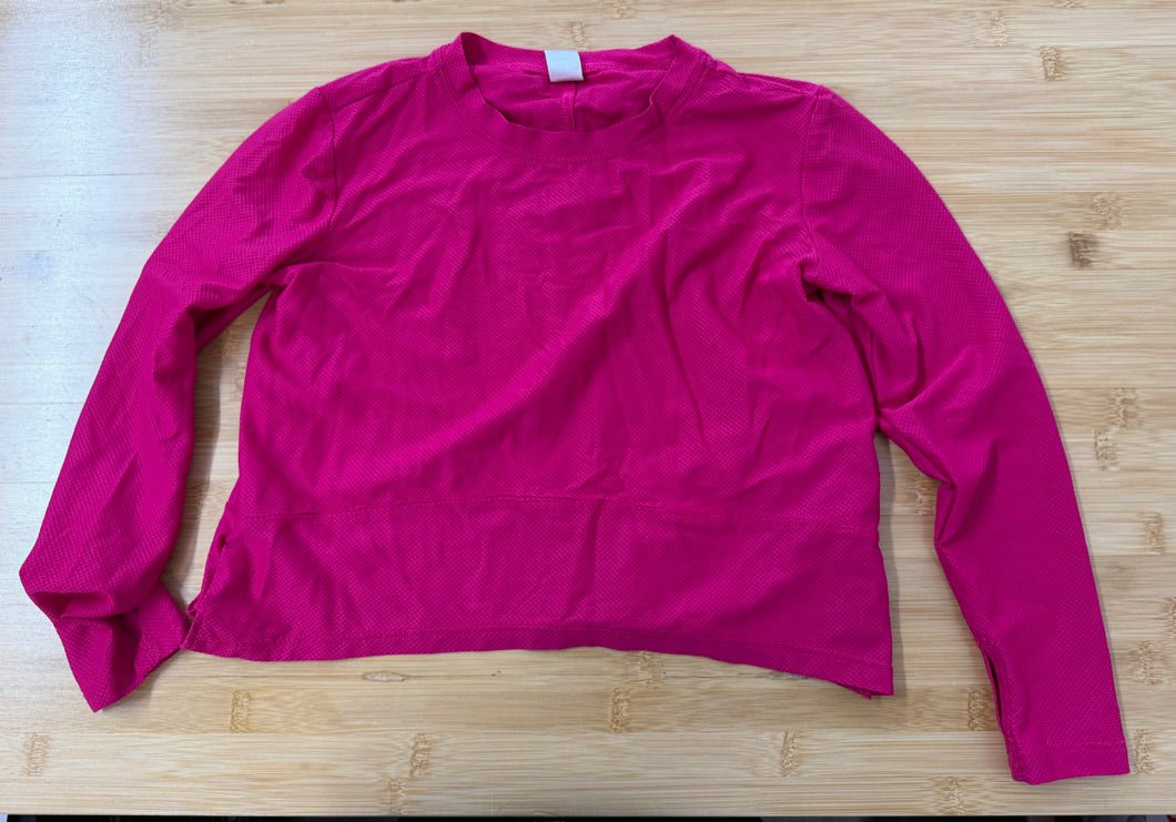 Joe Fresh Go Dry Athletic Top – 6/7 | Hot Pink Mesh Long Sleeve - Nest and Sprout-Consignment