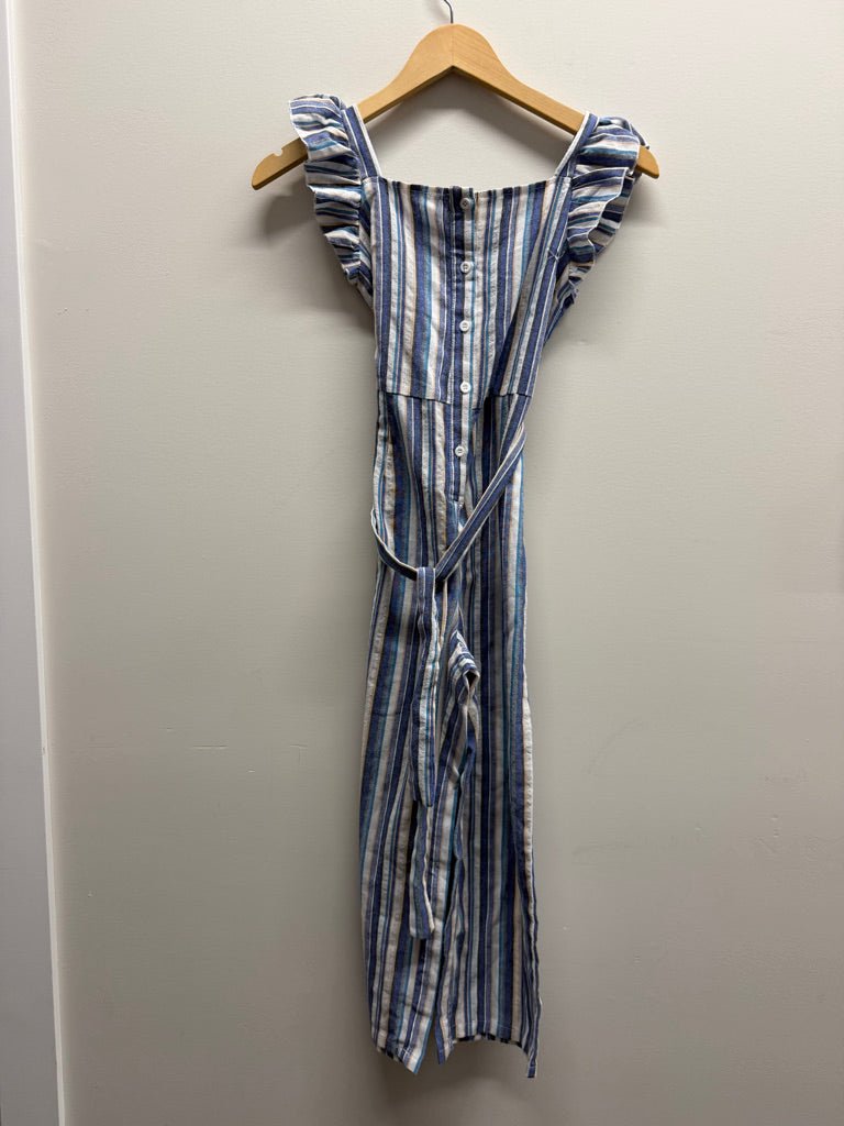 Shein Striped Romper – 10/11 | Blue Vertical - Nest and Sprout-Consignment