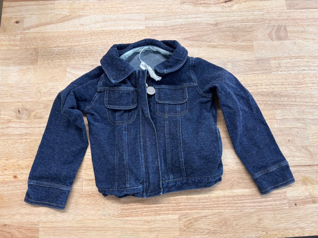 Peekaboo Beans Size 2 Cotton Denim Jacket, Dark Blue - Nest and Sprout - Consignment