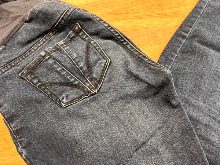 Indigo Blue S Maternity Jeans – Dark Wash Pleated Pocket