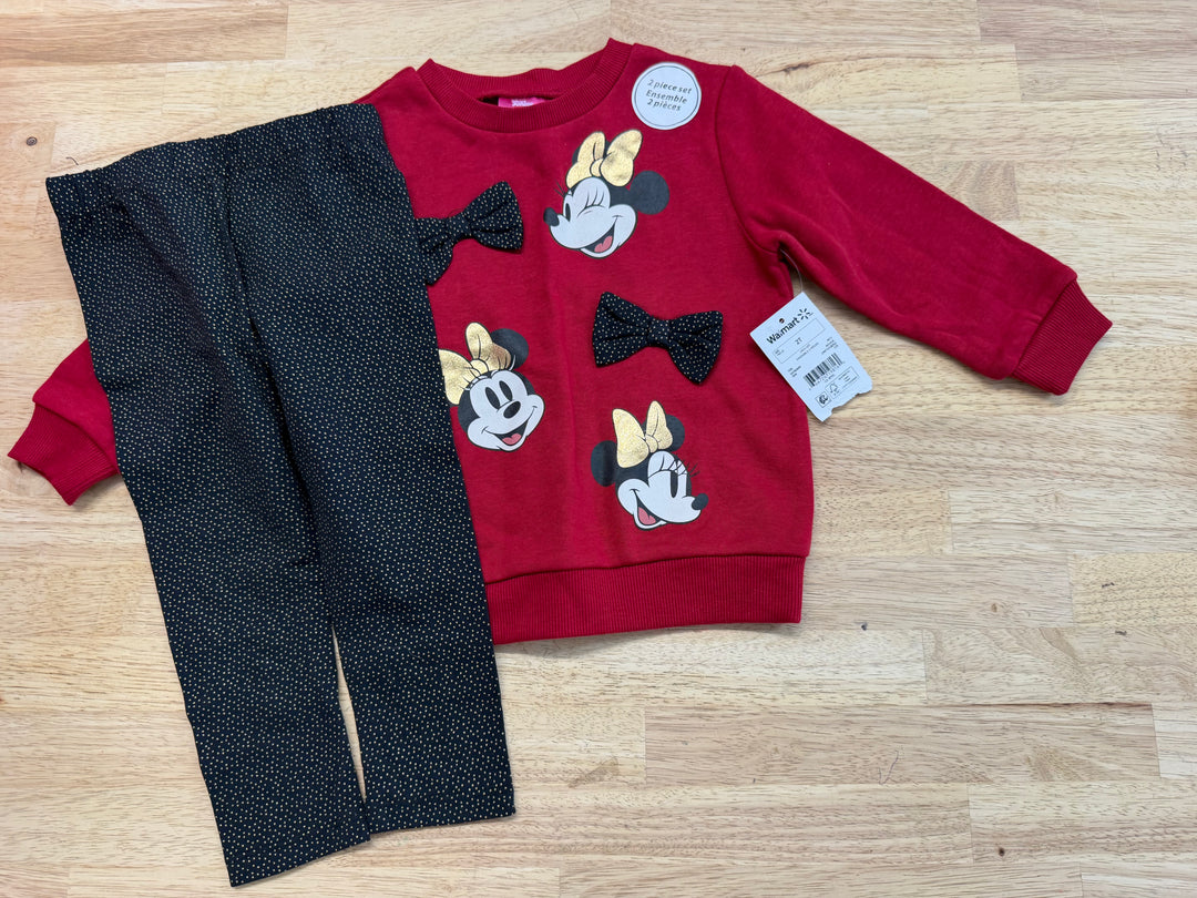 Disney Junior Red Minnie Mouse Top & Leggings – 2T | NWT