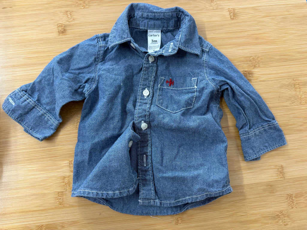 Carter's Chambray Long Sleeve Button-Up – 3M