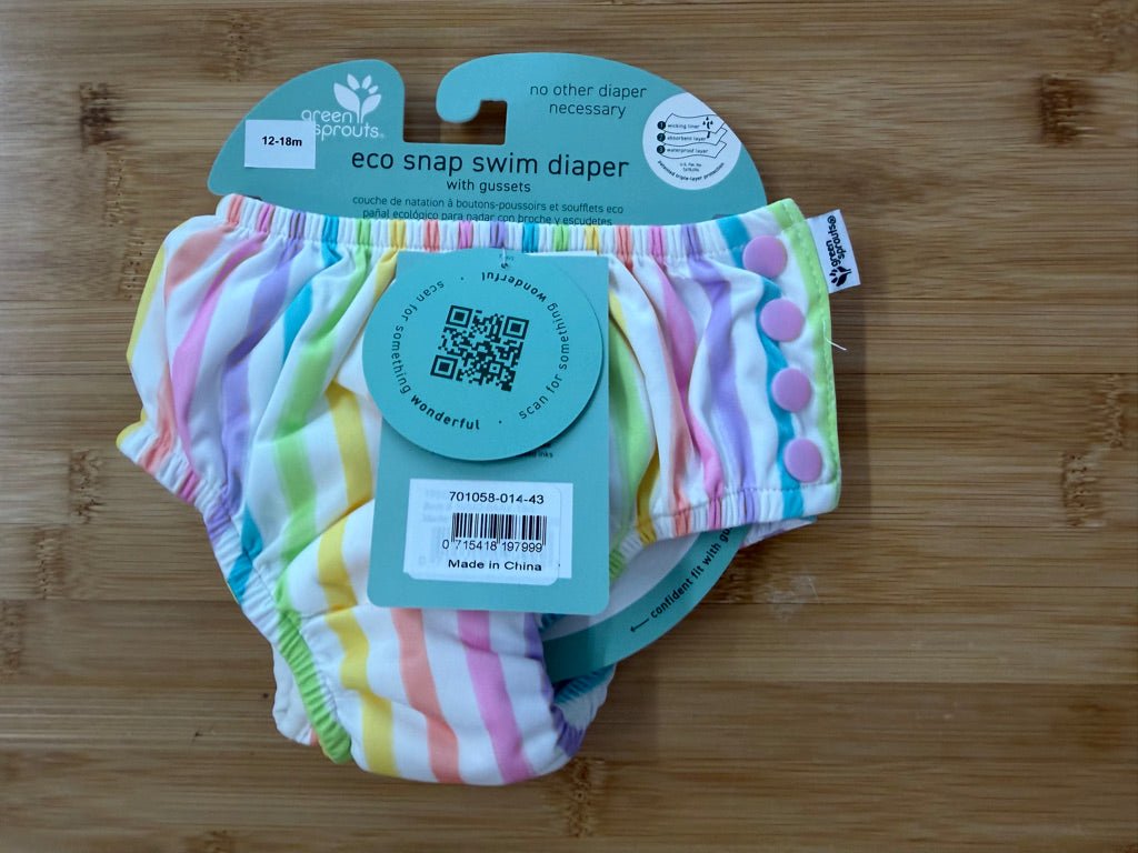 Green Sprouts Swim Diaper – 12–18M | Striped Print | NWT - Nest and Sprout-Consignment