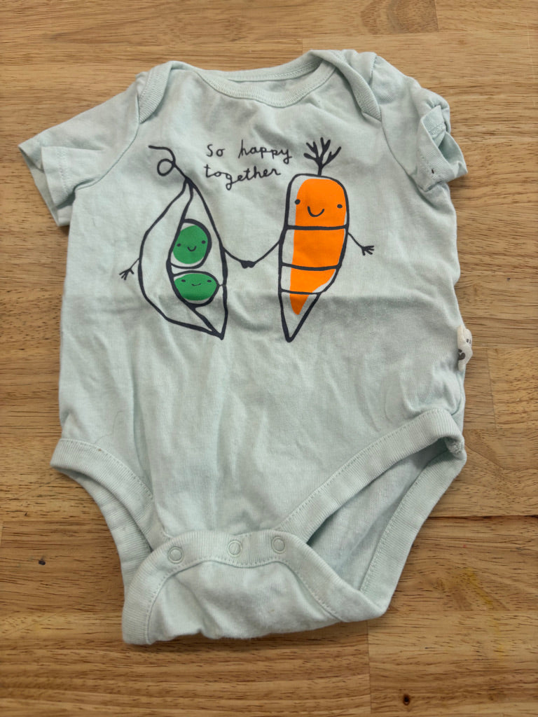 Gap 0-3M Blue Carrot & Pea Bodysuit
